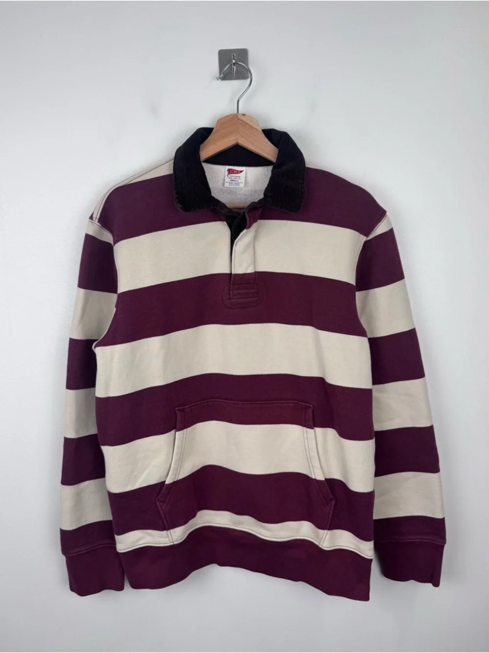 J.Crew Men Heritage Fleece Striped Rugby Pullover Sweater‎ Size Small